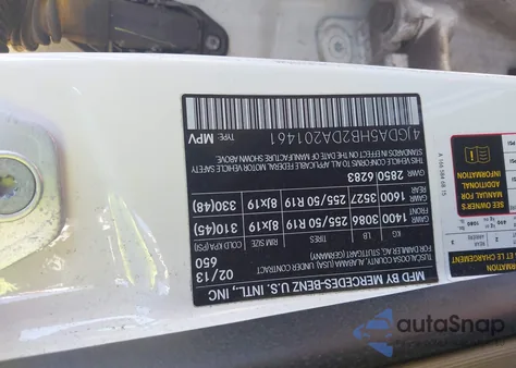 2013 Mercedes-Benz Ml 350 4Matic из США, поврежденный, VIN 4JGDA5HB2DA201461